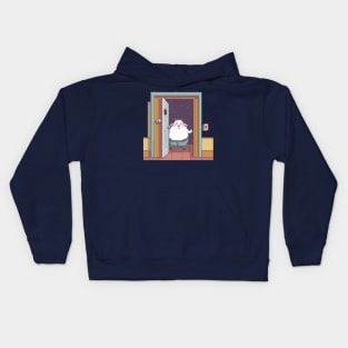 Goat opening the door. Kids Hoodie